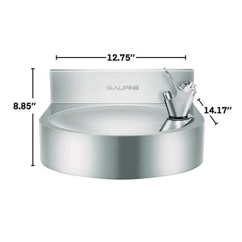 Picture of Wall-Mounted Indoor/Outdoor Water Fountain, Single-Level, Non-Filtered, Non-Refrigerated, Silver