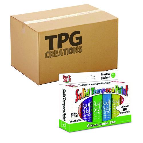 Picture of Jumbo Kwik Stix Tempera Paint Set, 6 Assorted Neon Colors, 6/Pack, 12 Packs/Carton