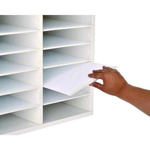 Picture of Wood Adjustable 12 Compartment Literature Organizer, 12 Sections, Letter Size, 20 x 11.8 x 16.3, White