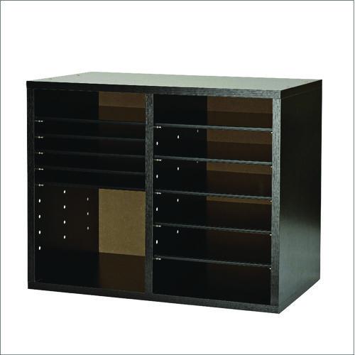 Picture of Wood Adjustable 12 Compartment Literature Organizer, 12 Sections, Letter Size, 20 x 11.8 x 16.3, Black