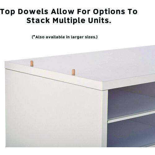 Picture of Wood Adjustable 12 Compartment Literature Organizer, 12 Sections, Letter Size, 20 x 11.8 x 16.3, White