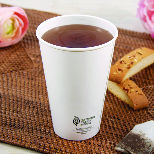 Picture of Thermoguard Insulated Paper Hot Cups, 16 oz, White Sustainable Forest Design, 600/Carton