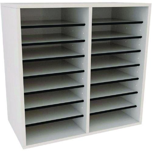 Picture of Wood Adjustable 16 Compartment Literature Organizer, 16 Sections, Letter Size, 20 x 11.8 x 21.4, White
