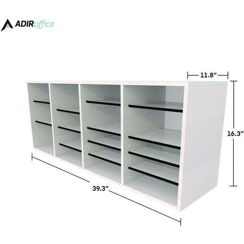Picture of Wood Adjustable 24 Compartment Literature Organizer, 24 Sections, Letter Size, 39.3 x 11.8 x 16.3, White
