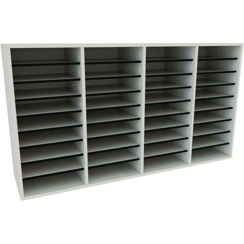 Picture of Wood Adjustable 36 Compartment Literature Organizer, 36 Sections, Letter Size, 39.3 x 11.8 x 23.9, White