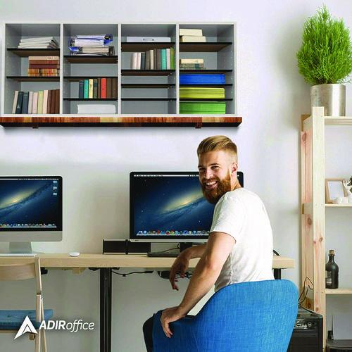 Picture of Wood Adjustable 24 Compartment Literature Organizer, 24 Sections, Letter Size, 39.3 x 11.8 x 16.3, White