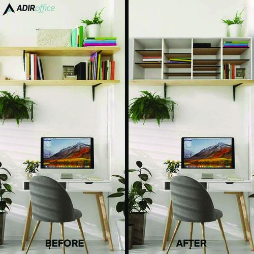 Picture of Wood Adjustable 24 Compartment Literature Organizer, 24 Sections, Letter Size, 39.3 x 11.8 x 16.3, White