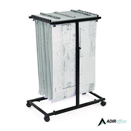 Picture of Blueprint Storage Cabinet Steel Vertical Plan Center, Assorted Document Sizes,15" x 27" to 47.25" x 32.5" to 57", Black