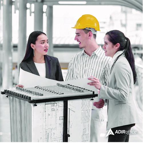 Picture of Blueprint Storage Cabinet Steel Vertical Plan Center, Assorted Document Sizes,15" x 27" to 47.25" x 32.5" to 57", Black