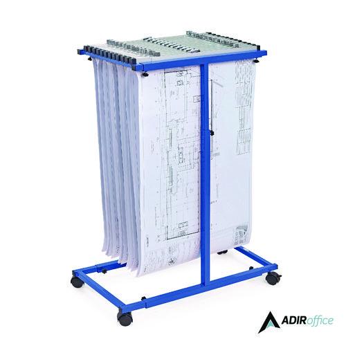 Picture of Blueprint Storage Cabinet Steel Vertical Plan Center, Assorted Document Sizes, 15" x 27" to 47.25" x 32.5" to 57", Blue