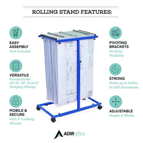 Picture of Blueprint Storage Cabinet Steel Vertical Plan Center, Assorted Document Sizes, 15" x 27" to 47.25" x 32.5" to 57", Blue