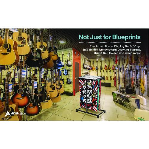 Picture of Blueprint Storage Cabinet Steel Vertical Plan Center, Assorted Document Sizes,15" x 27" to 47.25" x 32.5" to 57", Black