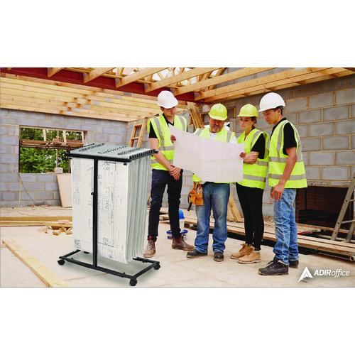 Picture of Blueprint Storage Cabinet Steel Vertical Plan Center, Assorted Document Sizes,15" x 27" to 47.25" x 32.5" to 57", Black