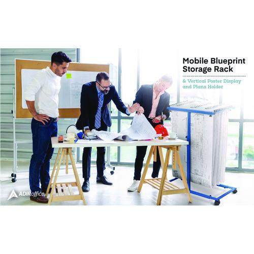 Picture of Blueprint Storage Cabinet Steel Vertical Plan Center, Assorted Document Sizes, 15" x 27" to 47.25" x 32.5" to 57", Blue