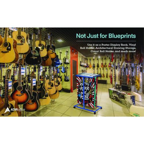 Picture of Blueprint Storage Cabinet Steel Vertical Plan Center, Assorted Document Sizes, 15" x 27" to 47.25" x 32.5" to 57", Blue