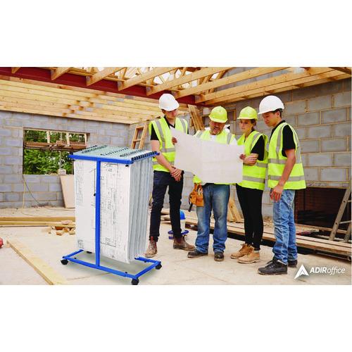 Picture of Blueprint Storage Cabinet Steel Vertical Plan Center, Assorted Document Sizes, 15" x 27" to 47.25" x 32.5" to 57", Blue