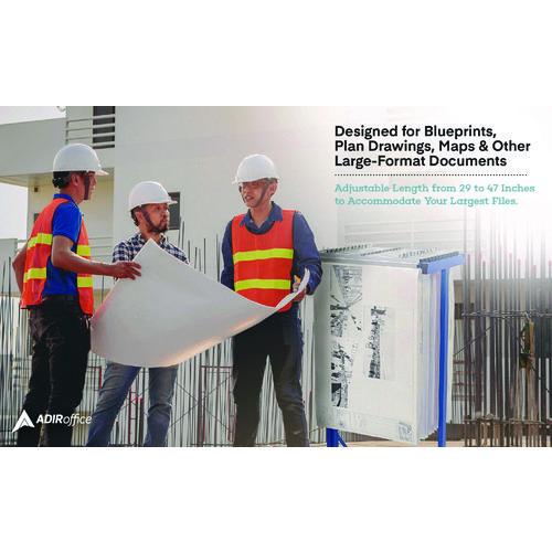 Picture of Expandable Blueprint Storage Cabinet Mobile Plan Center, Assorted Document Sizes, 20.5" x 28" to 46.5" x 50.75", Blue