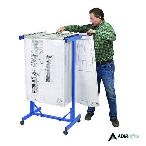 Picture of Expandable Blueprint Storage Cabinet Mobile Plan Center, Assorted Document Sizes, 20.5" x 28" to 46.5" x 50.75", Blue