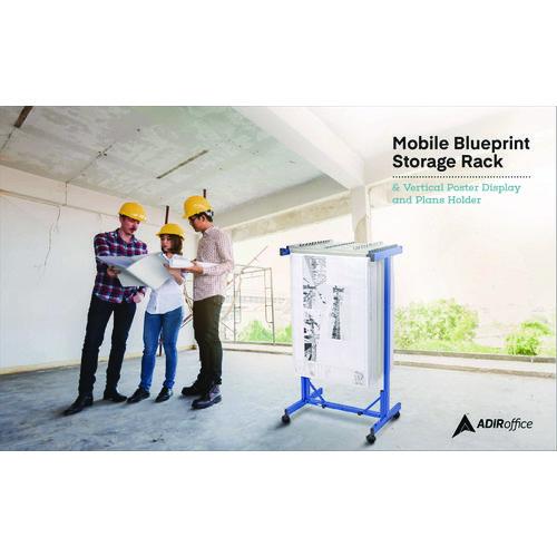 Picture of Expandable Blueprint Storage Cabinet Mobile Plan Center, Assorted Document Sizes, 20.5" x 28" to 46.5" x 50.75", Blue