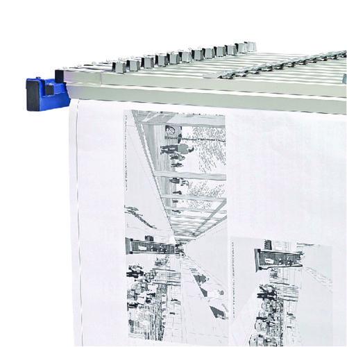 Picture of Expandable Blueprint Storage Cabinet Mobile Plan Center, Assorted Document Sizes, 20.5" x 28" to 46.5" x 50.75", Blue