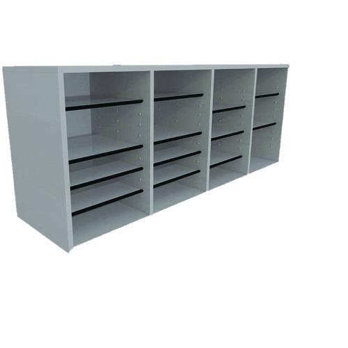 Picture of Wood Adjustable 24 Compartment Literature Organizer, 24 Sections, Letter Size, 39.3 x 11.8 x 16.3, White