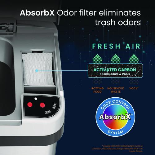 Picture of Rectangular Sensor Trash Can, 4 gal, Plastic/Stainless Steel, Silver