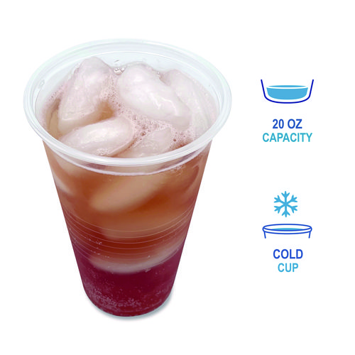 Picture of Translucent Plastic Cold Cups, 20 oz, Clear, 1,000/Carton