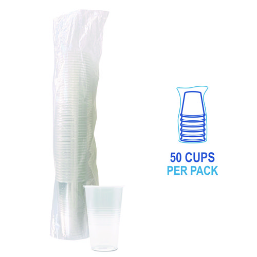 Picture of Translucent Plastic Cold Cups, 20 oz, Clear, 50/Pack