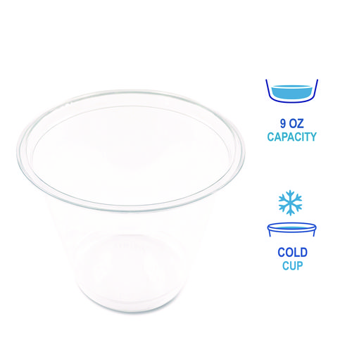 Picture of Clear Plastic Cold Cups, Squat, 9 oz, 1,000/Carton