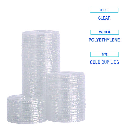 Picture of Crystal-Clear Cold Cup Straw-Slot Lids, Fits 9 oz to 10 oz Cups, Clear, 100/Pack