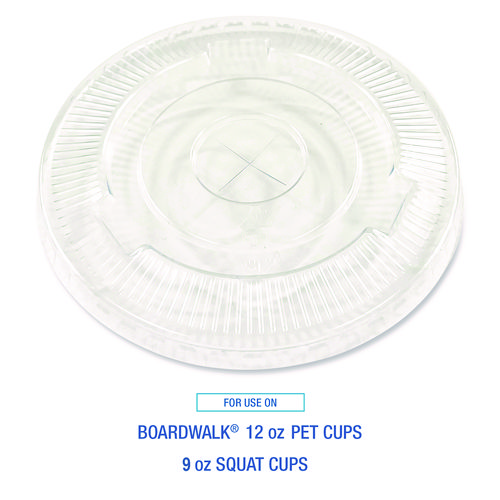 Picture of Crystal-Clear Cold Cup Straw-Slot Lids, Fits 9 oz Squat/12 oz PET Cups, 100/Pack