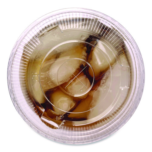 Picture of Crystal-Clear Cold Cup Straw-Slot Lids, Fits 9 oz Squat/12 oz PET Cups, 100/Pack