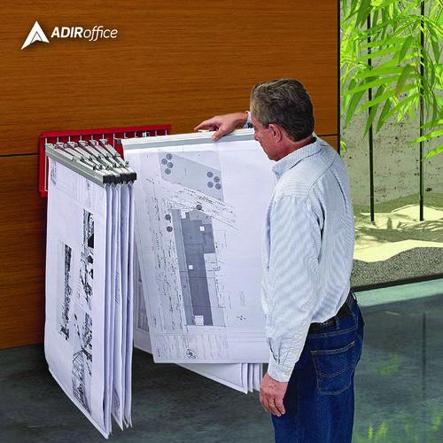 Picture of Large File Blueprint Pivot Wall Rack, Assorted Document Sizes Accommodated, 11" x 15.8" x 23.9", Red