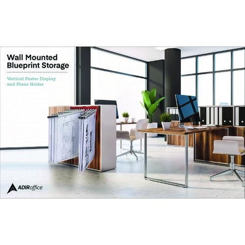 Picture of Large File Blueprint Pivot Wall Rack, Assorted Document Sizes Accommodated, 11" x 15.8" x 23.9", Red