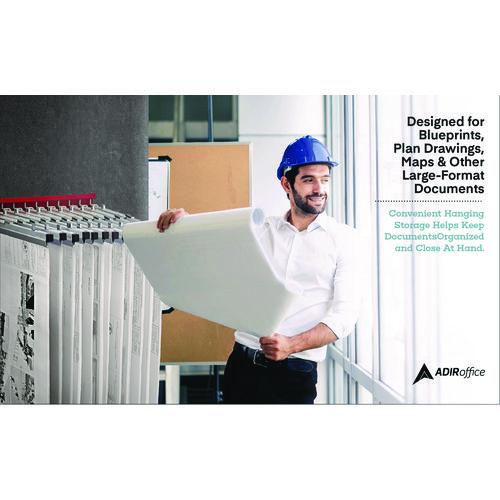 Picture of Large File Blueprint Pivot Wall Rack, Assorted Document Sizes Accommodated, 11" x 15.8" x 23.9", Red