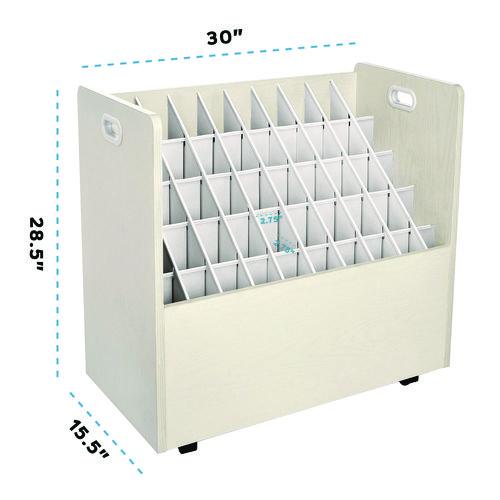 Picture of 50-Compartment Mobile Wood Blueprint Rolled File Storage Organizer, 50 Compartments, 30 x 15.75 x 28.5, White