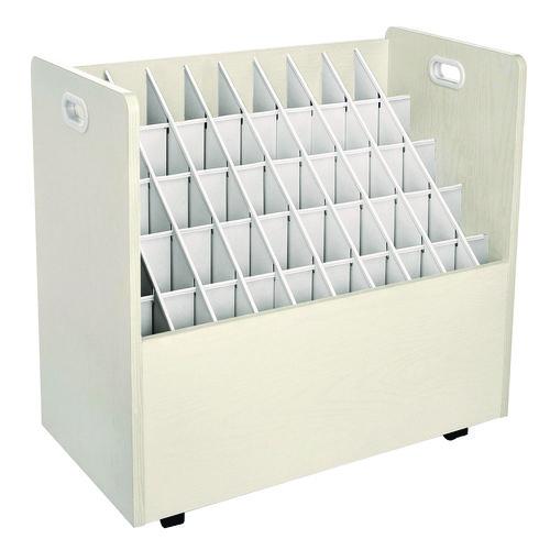 Picture of 50-Compartment Mobile Wood Blueprint Rolled File Storage Organizer, 50 Compartments, 30 x 15.75 x 28.5, White