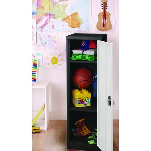 Picture of Steel Storage Locker, 1 Compartment, 15 x 15 x 48, Black Body/White Doors