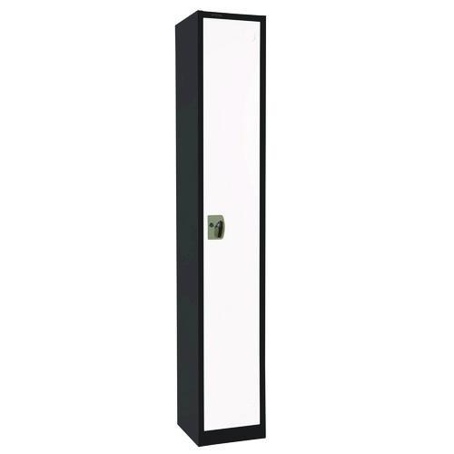 Picture of Steel Storage Locker, 1 Compartment, 12 x 12 x 72, Black Body/White Doors