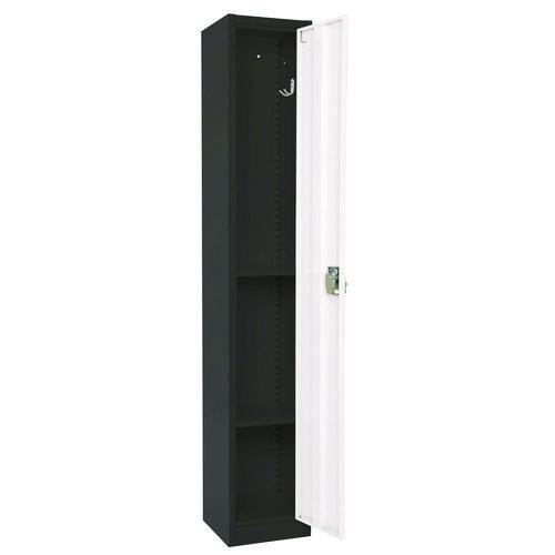Picture of Steel Storage Locker, 1 Compartment, 12 x 12 x 72, Black Body/White Doors