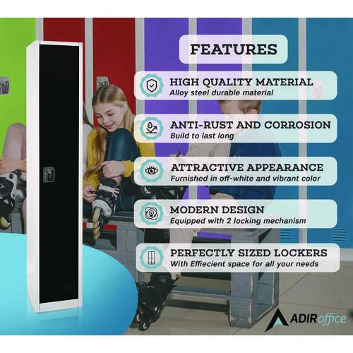 Picture of Steel Storage Locker, 1 Compartment, 12 x 12 x 72, Black