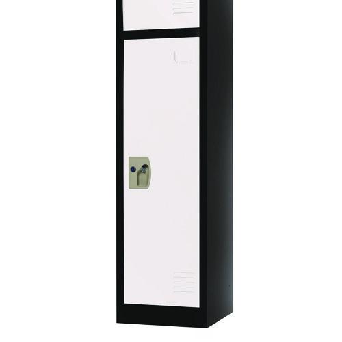 Picture of Steel Storage Locker, 1 Compartment, 12 x 12 x 72, Black Body/White Doors