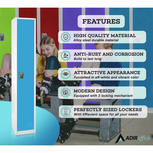 Picture of Steel Storage Locker, 1 Compartment, 12 x 12 x 72, Blue