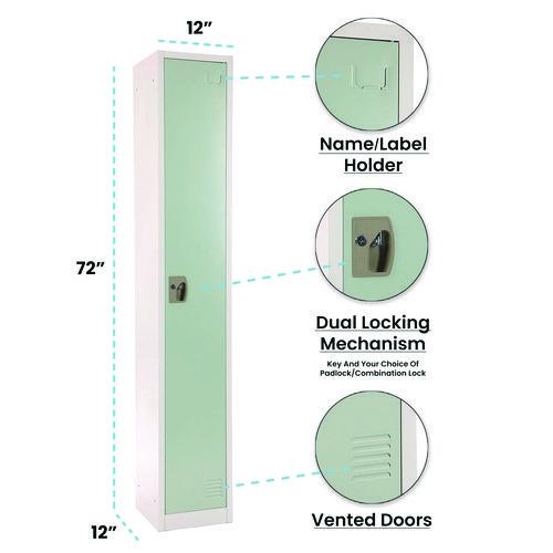 Picture of Steel Storage Locker, 1 Compartment, 12 x 12 x 72, Misty Green