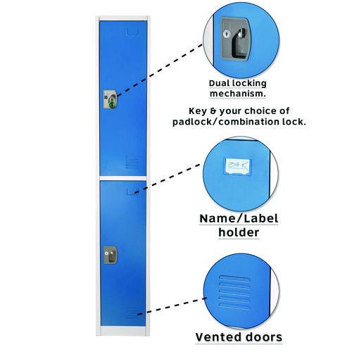 Picture of Steel Storage Locker, 2 Compartment, 12 x 12 x 72, Blue
