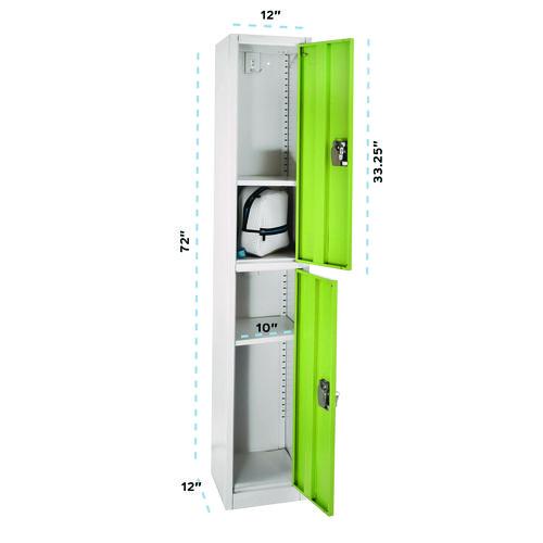Picture of Steel Storage Locker, 2 Compartment, 12 x 12 x 72, Green