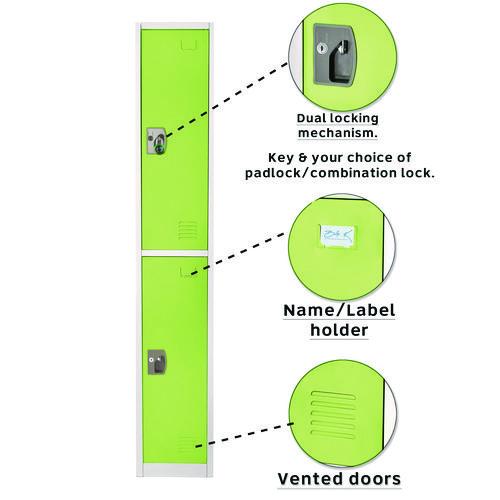 Picture of Steel Storage Locker, 2 Compartment, 12 x 12 x 72, Green