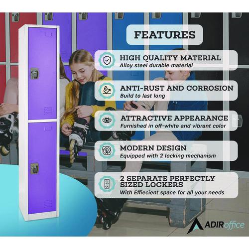 Picture of Steel Storage Locker, 2 Compartment, 12 x 12 x 72, Purple