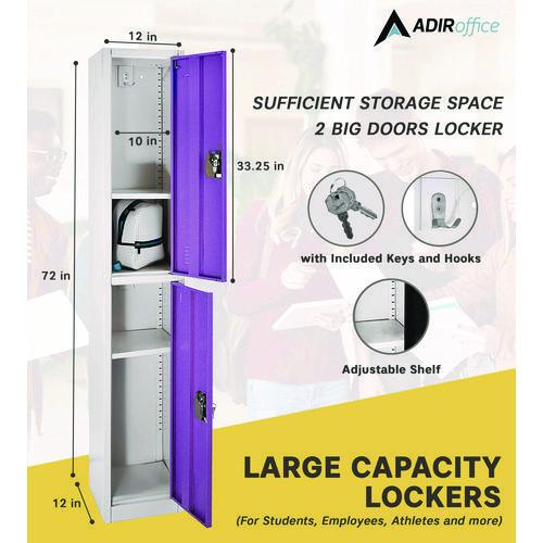 Picture of Steel Storage Locker, 2 Compartment, 12 x 12 x 72, Purple