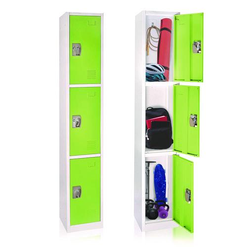 Picture of Steel Storage Locker, 3 Compartment, 12 x 12 x 72, Green